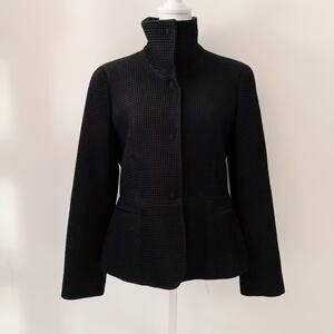 Armani Navy Knit Funnel Blazer Size 8